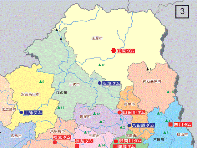 ダムの位置図(北東部)