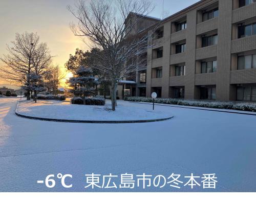 庁舎と雪景色