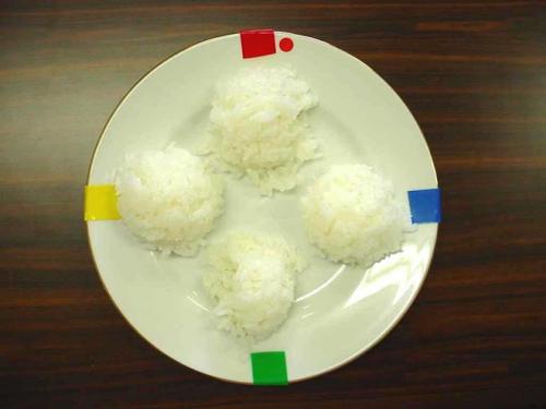 評価試験用に盛り付けられたご飯