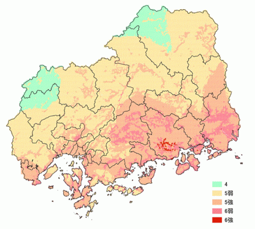 南海トラフ巨大地震の震度分布図