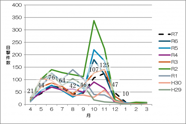 令和７年度クマ目撃情報