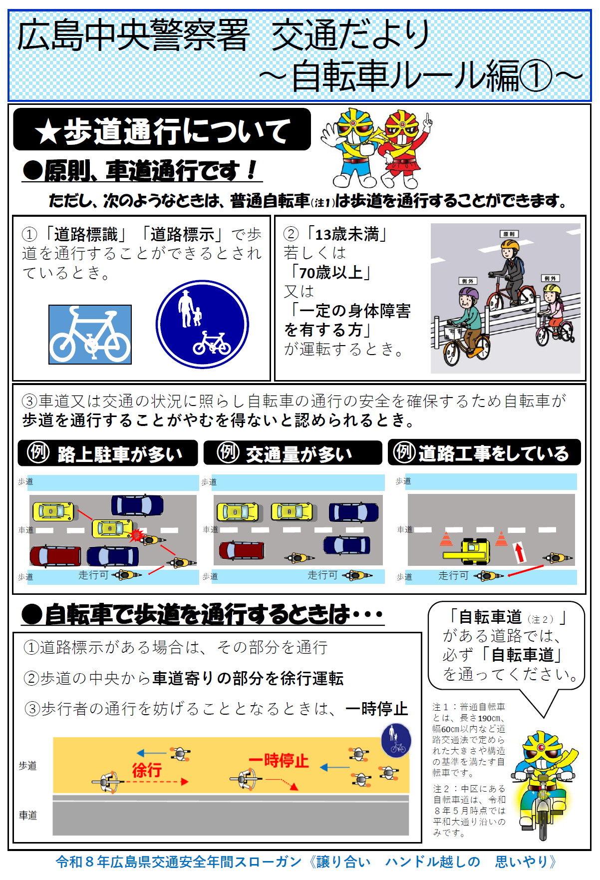 歩道通行時の気を付けるべき自転車の走り方
