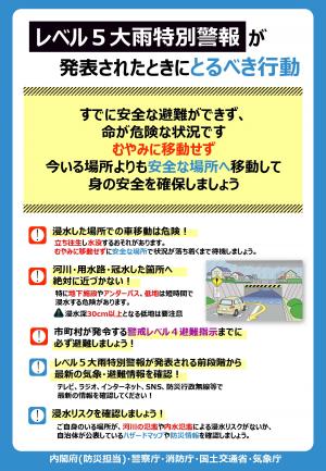 レベル５大雨特別警報が発表されたときにとるべき行動