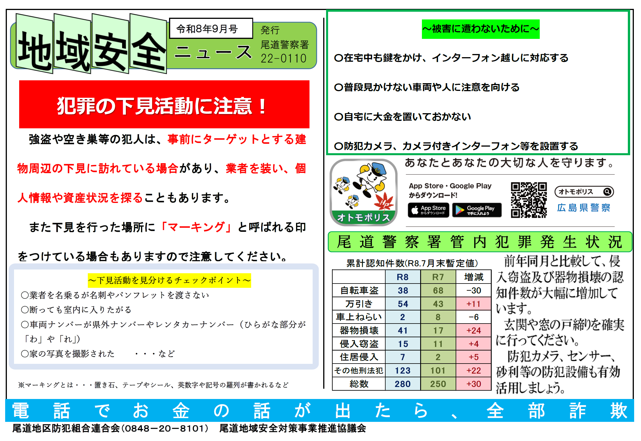 犯罪の下見活動に注意！